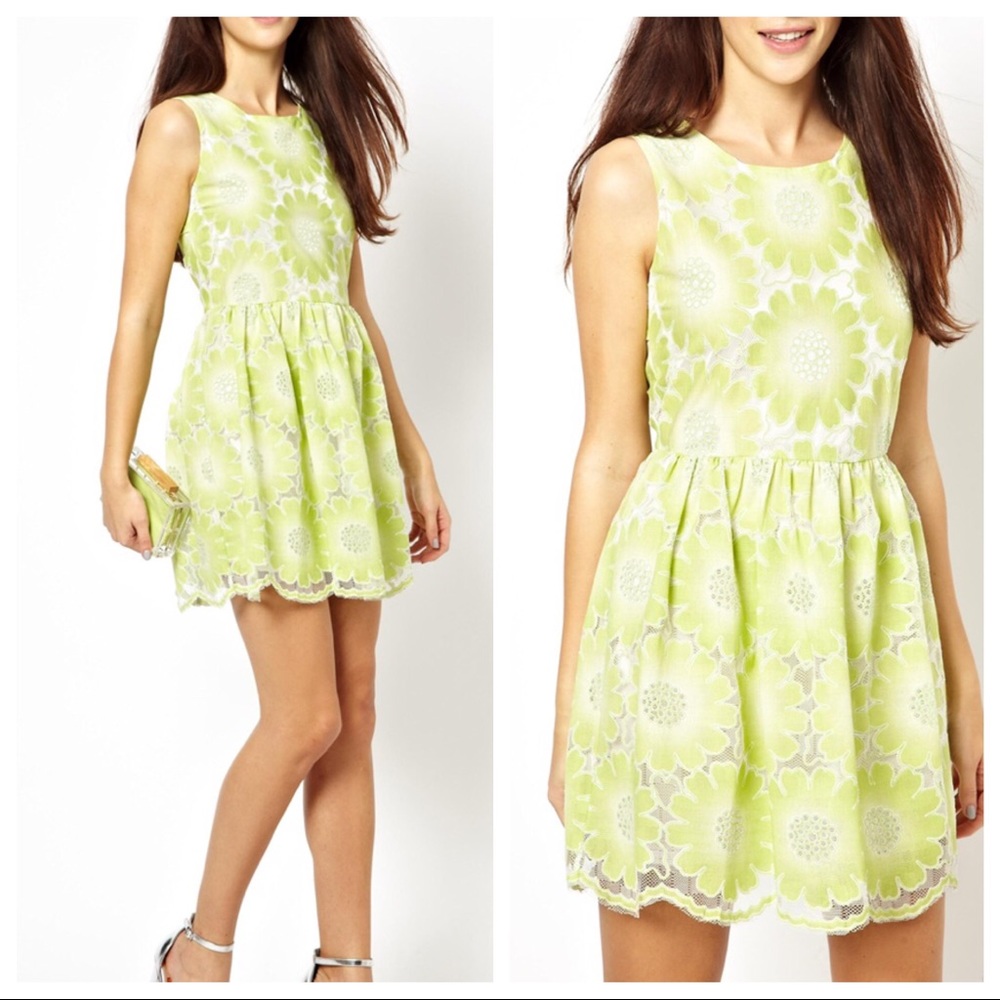 Green and White Floral Dress